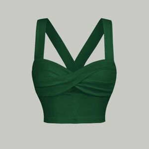 SOLD SHEIN MOD Twist Front Wide Strap Green Top size XS